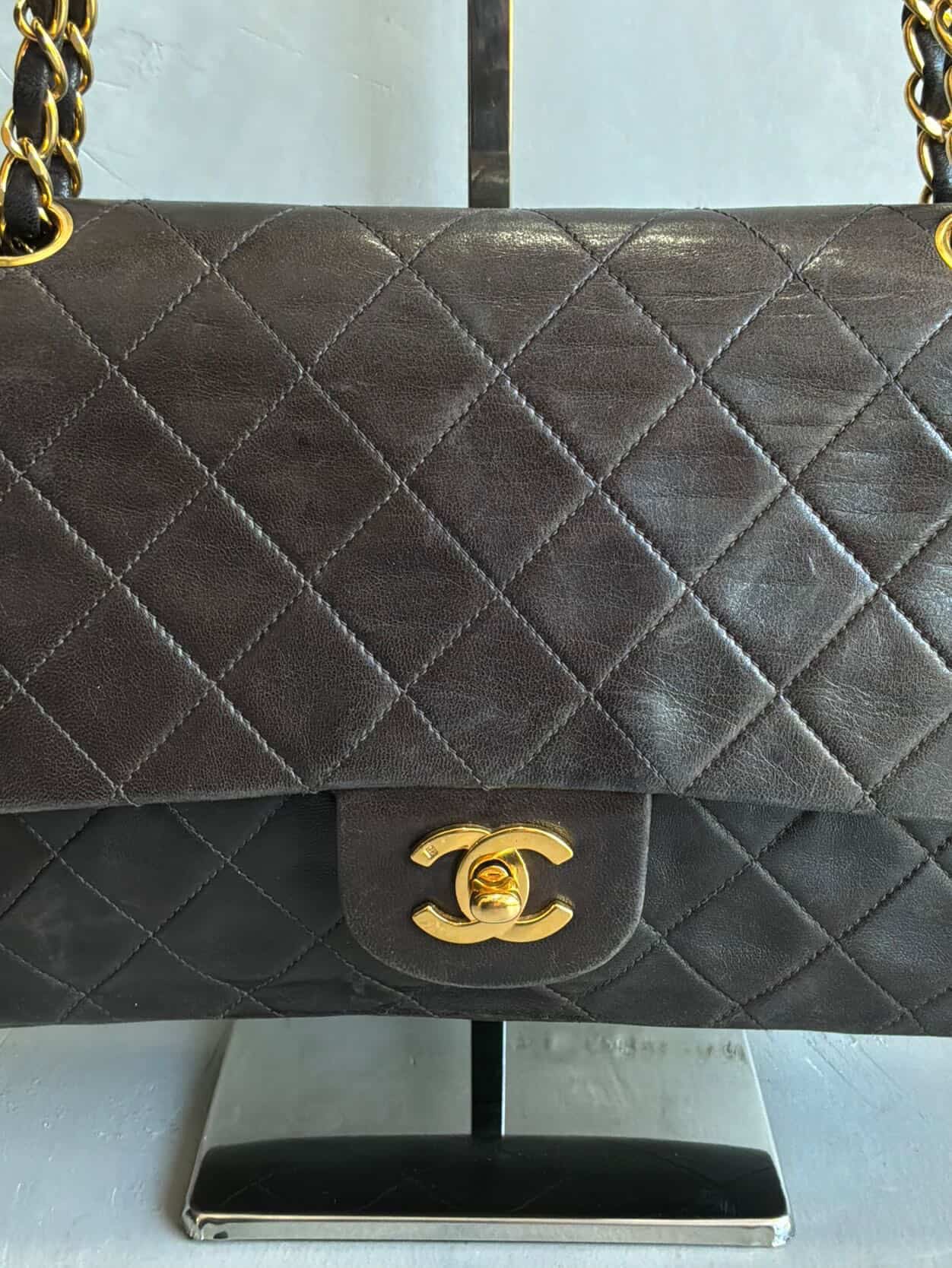 Chanel Classic Meduim Double Flap Dark Brown Shoulder Bag