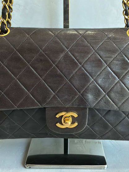 Chanel Classic Meduim Double Flap Dark Brown Shoulder Bag