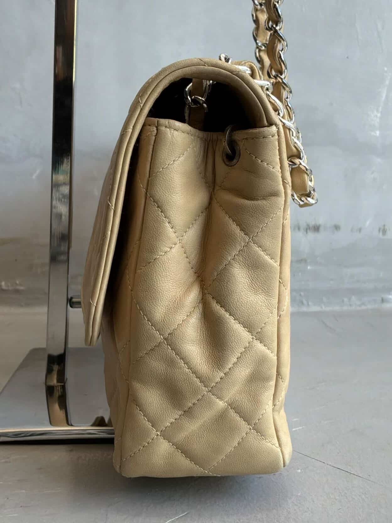 Chanel Classic Medium Single Flap Beige Crossbody Bag