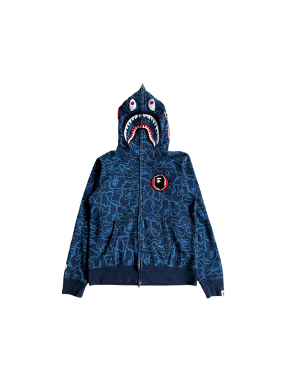 Bape 30th Anniversary Blue Camou Shark Full Zip Hoodie
