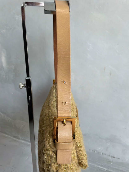 Fendi Woven Crochette Baguette Bag