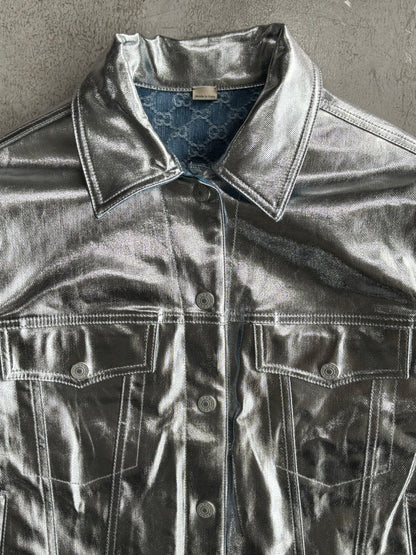 Gucci Monogram Metallic Reversible Denim Jacket