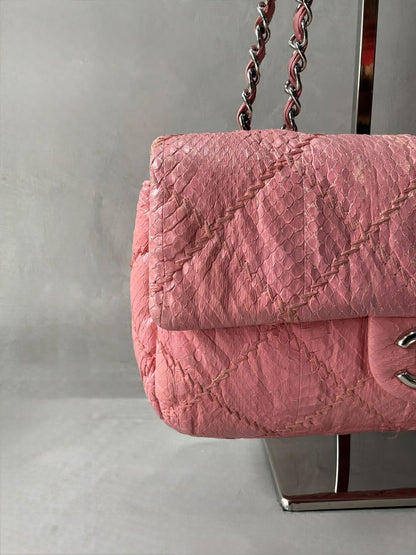 Chanel Python Skin Pink Flap Bag