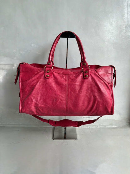 Balenciaga City ‘Part Time’ Red Lambskin Shoulder Bag