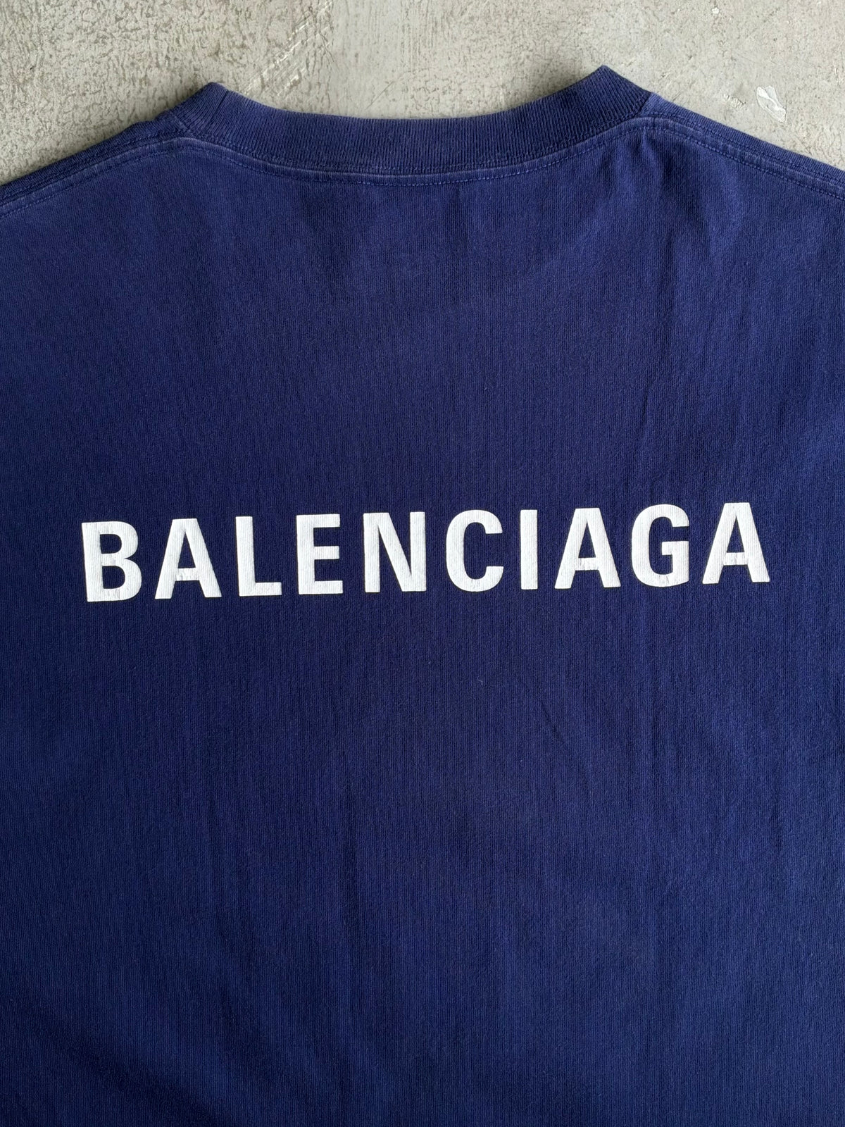 Balenciaga Script Mullet Blue Tee