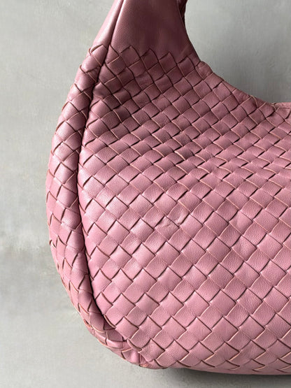 Bottega Veneta Pink Campana Intrecciato Hobo Bag