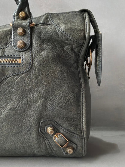 Balenciaga Classic City Gray on Rose Gold Giant 12 Lambskin Bag