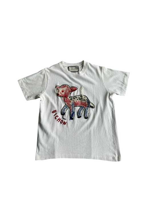 Gucci Lamb Fawn Bitchon Embroidered tee
