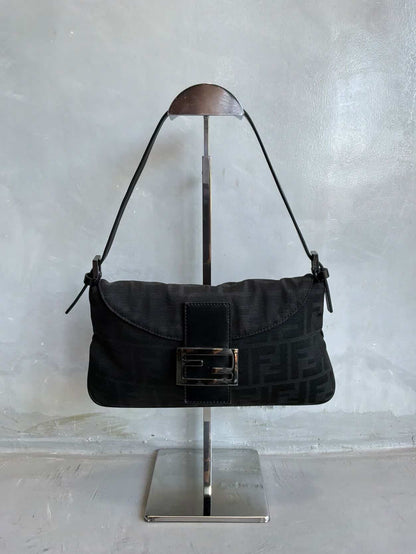 Fendi Black Monogram Baguette Bag