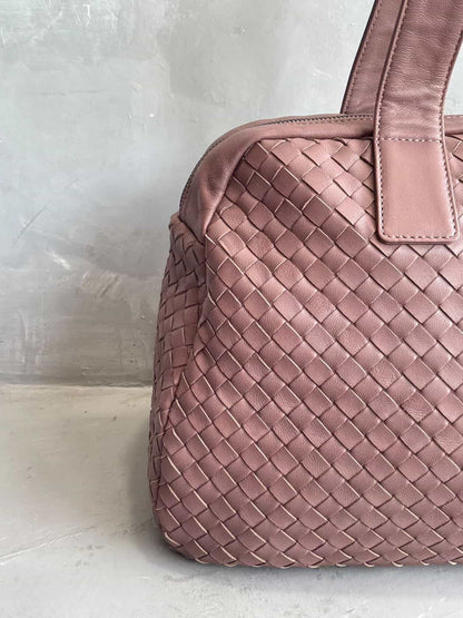 Bottega Veneta Mauve Intrecciato Boston Bag