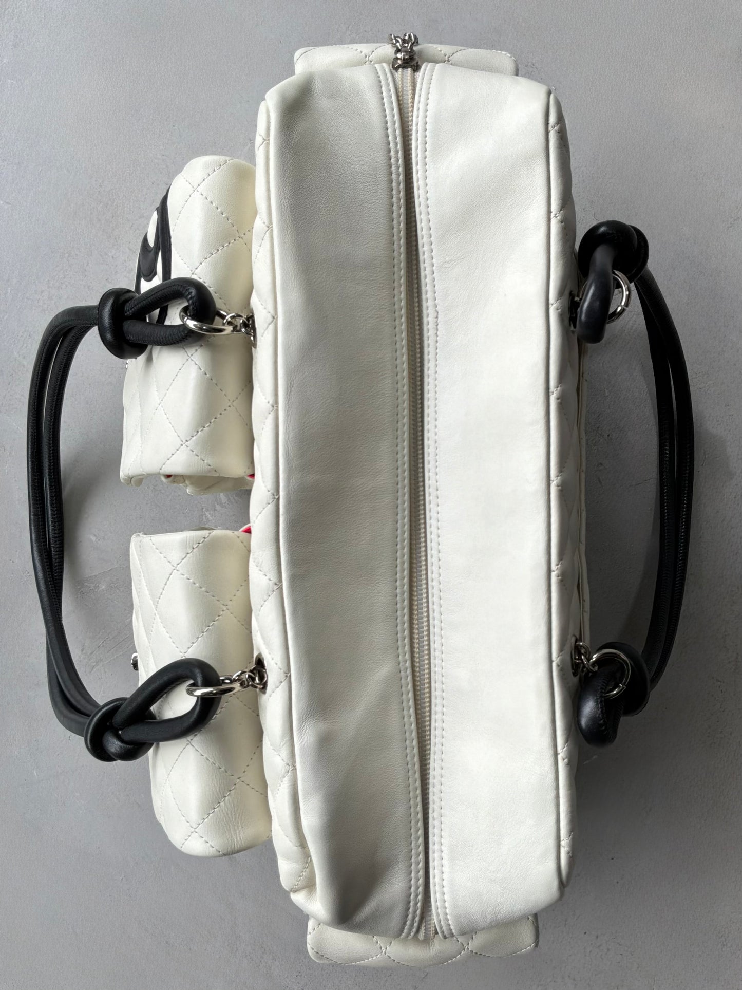 Chanel White Quilted Leather Cambon Ligne Reporter Bag