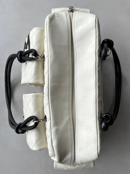 Chanel White Quilted Leather Cambon Ligne Reporter Bag