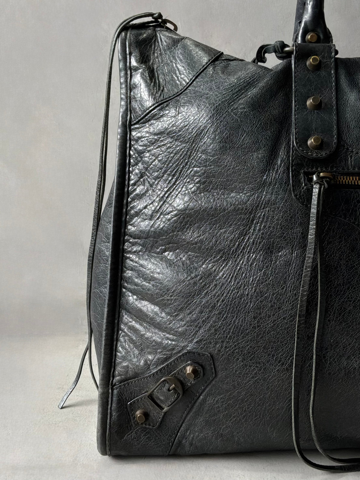 Balenciaga XL Weekender Black on Brass Lambskin Bag