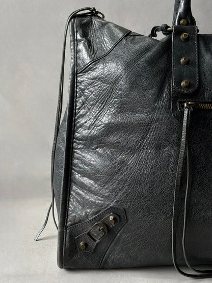 Balenciaga XL Weekender Black on Brass Lambskin Bag