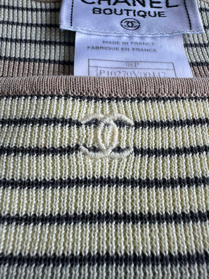 Chanel Pastel Stripe Square Neck Top