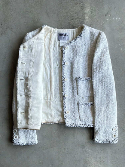 2007 Chanel White & Gold Tweed Blazer