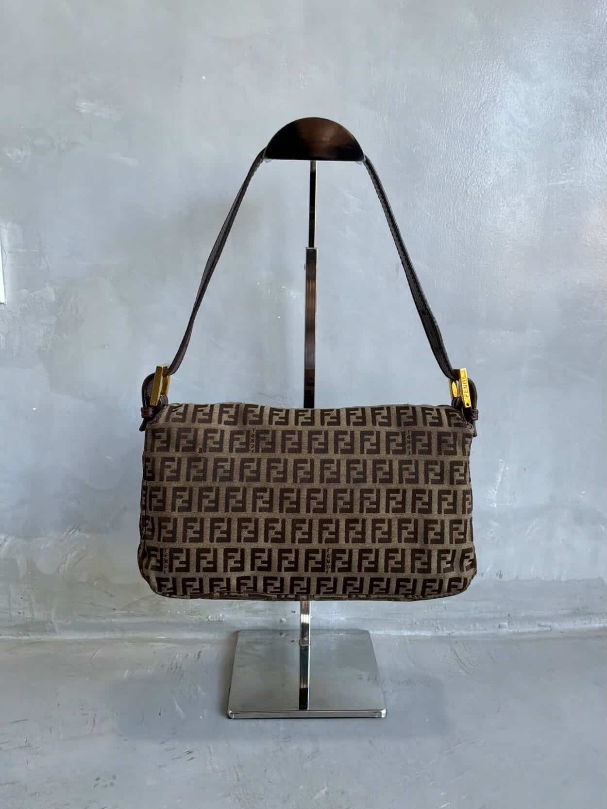 Fendi Zucchino Double Flap Baguette Bag