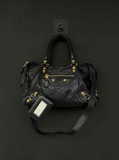 Balenciaga Mini City Black Gold Shoulder Bag