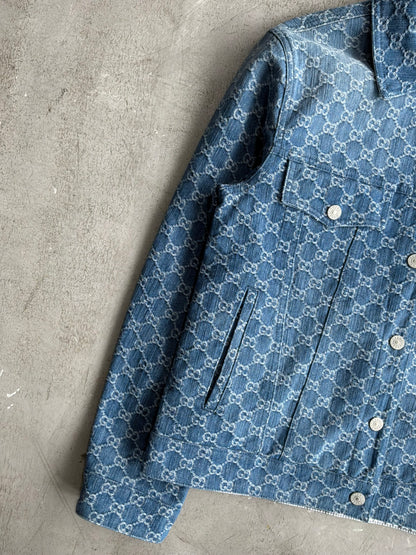 Gucci Monogram Metallic Reversible Denim Jacket