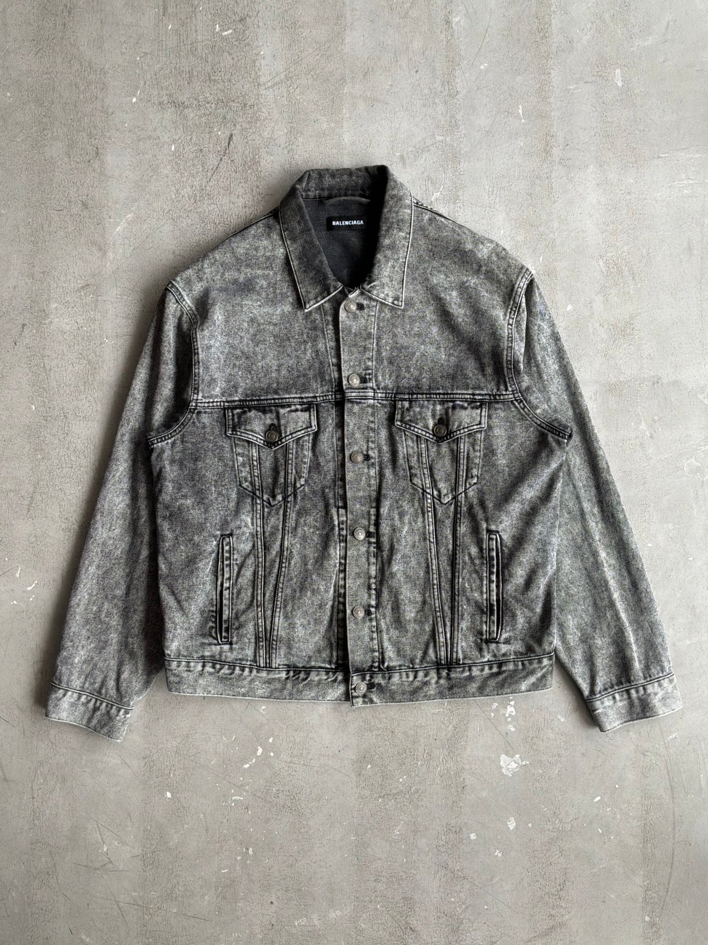 Balenciaga Rue De Paris Washed Denim Jacket
