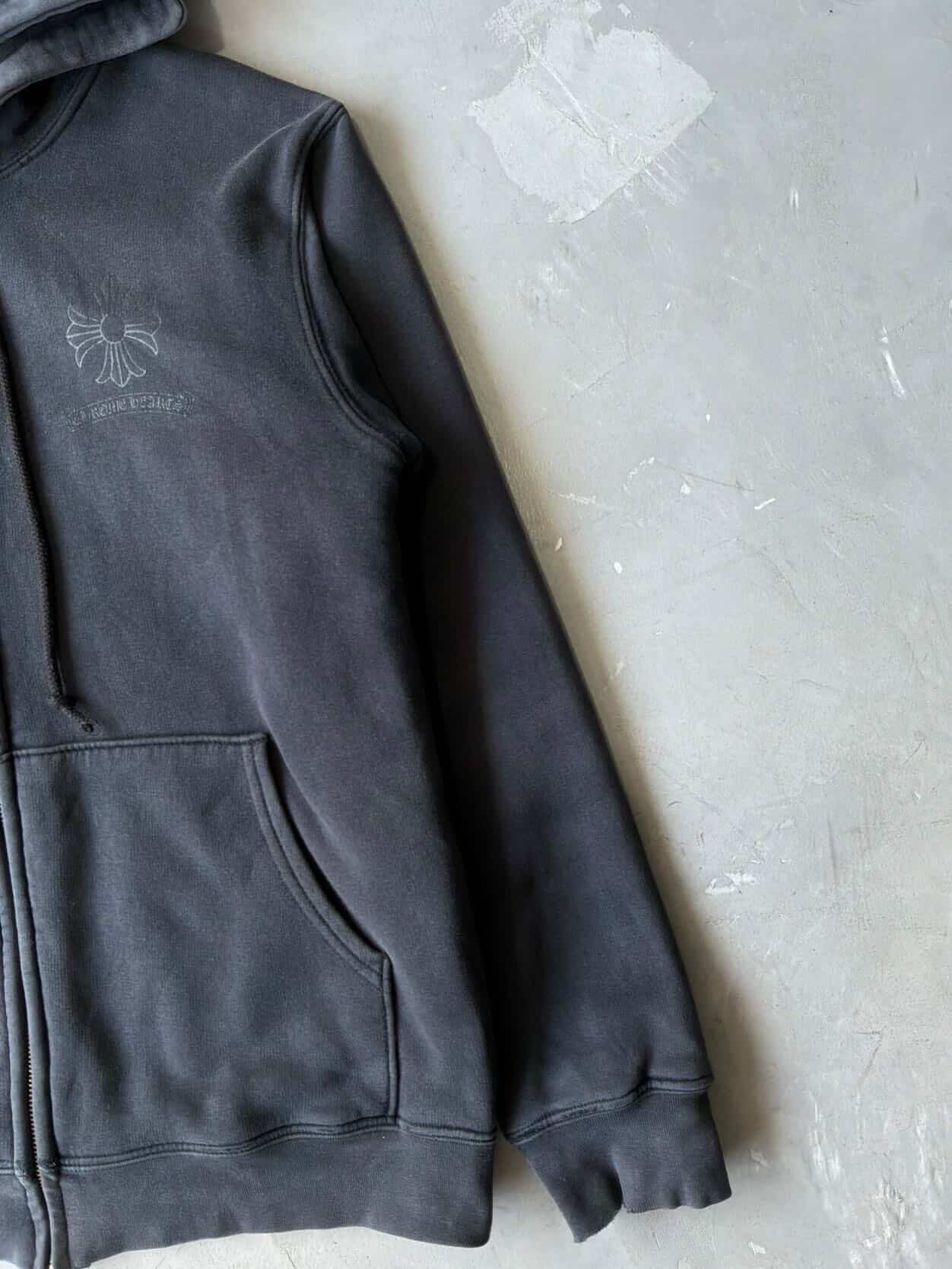 Vintage Chrome Hearts Tonal Cross Thermal Zip Hoodie