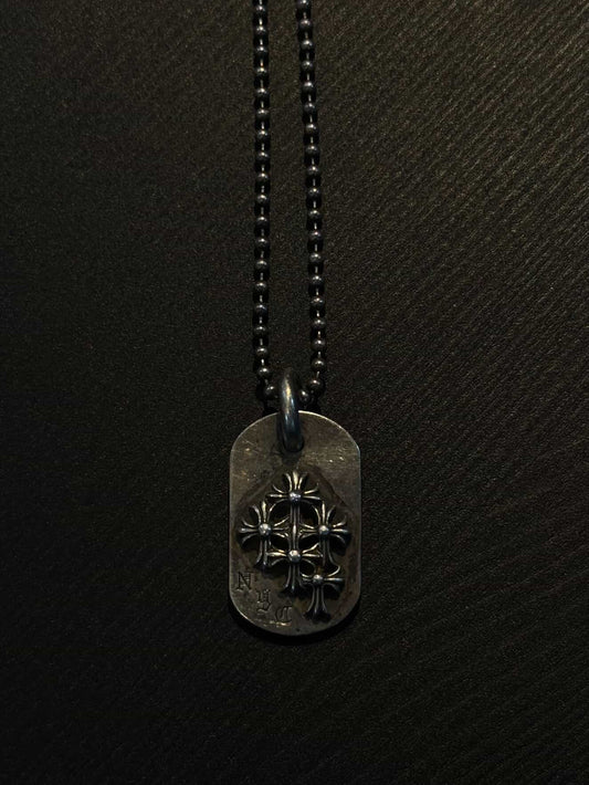 Chrome Hearts ‘NYC’ Cemetery Dog Tag Necklace with Ballchain