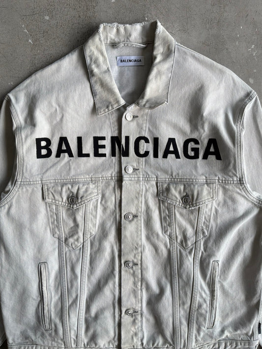 Balenciaga Embroidered Script Denim Jacket