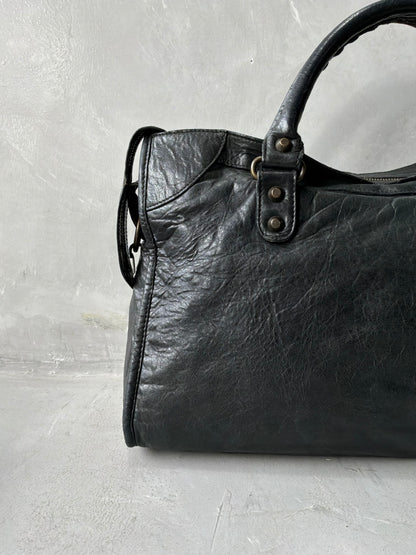 Balenciaga Classic City Black on Brass Lambskin Bag