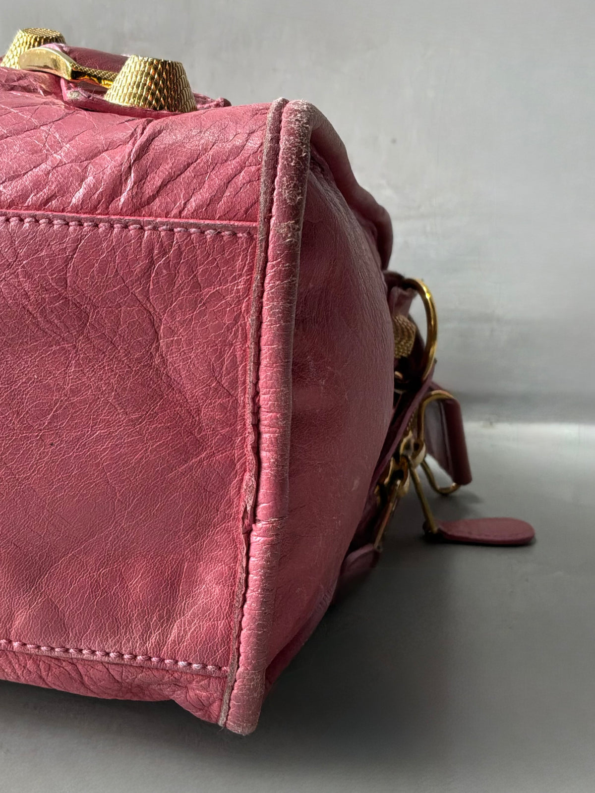 Balenciaga Classic City Pink on Gold Giant 21 Lambskin Bag