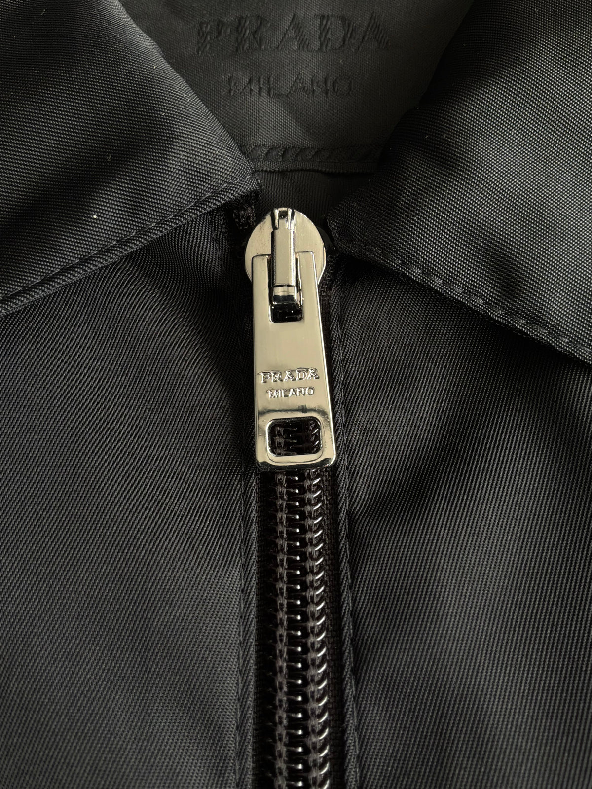 Prada Re-Nylon Chest Emblem Zip Up Jacket