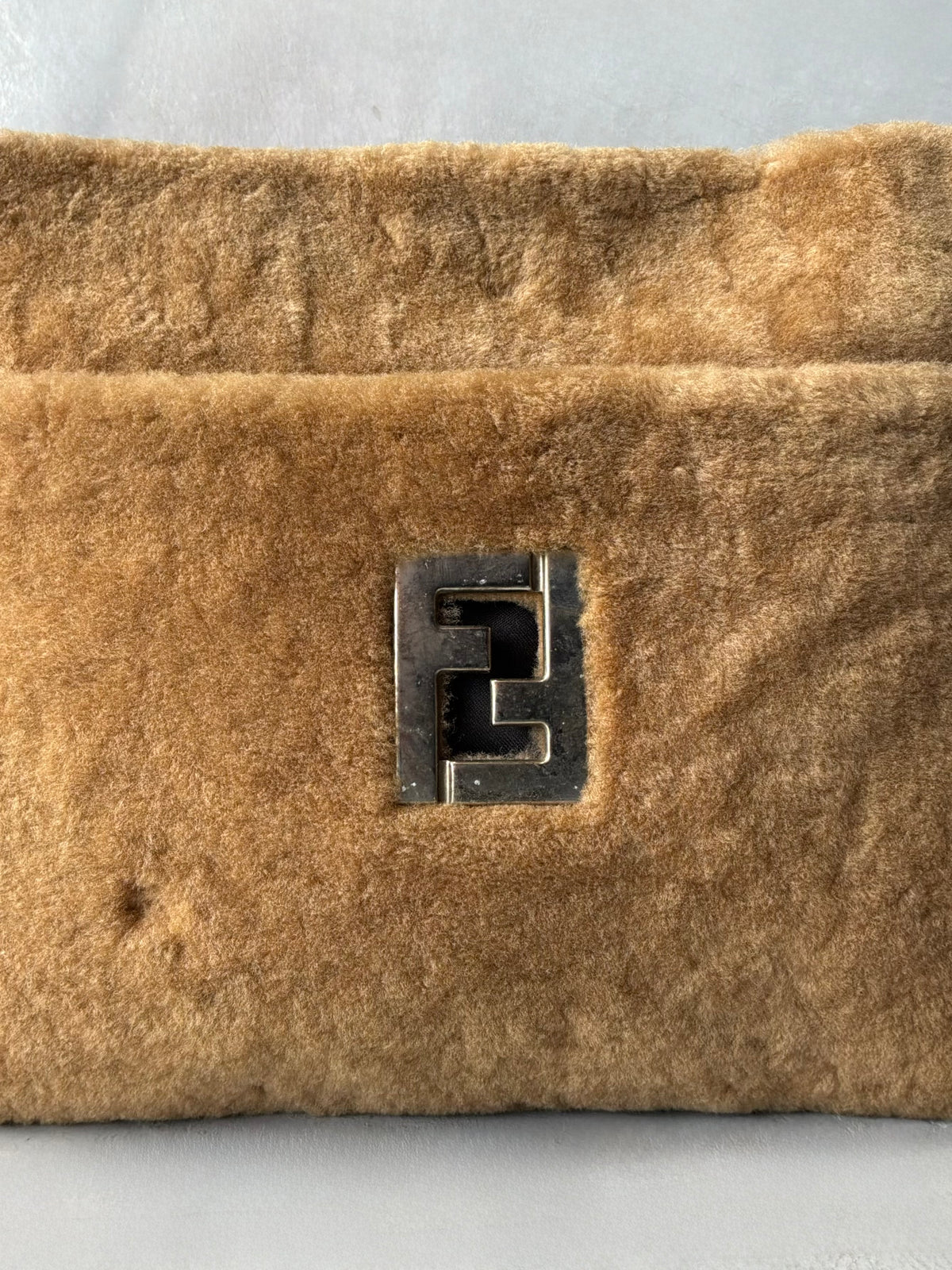 Fendi Beige Faux Fur Crossbody Bag