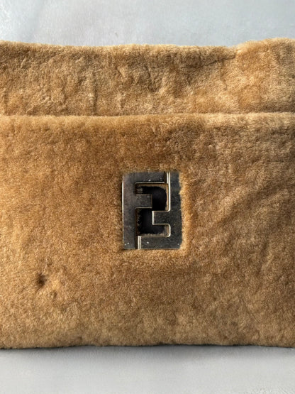 Fendi Beige Faux Fur Crossbody Bag