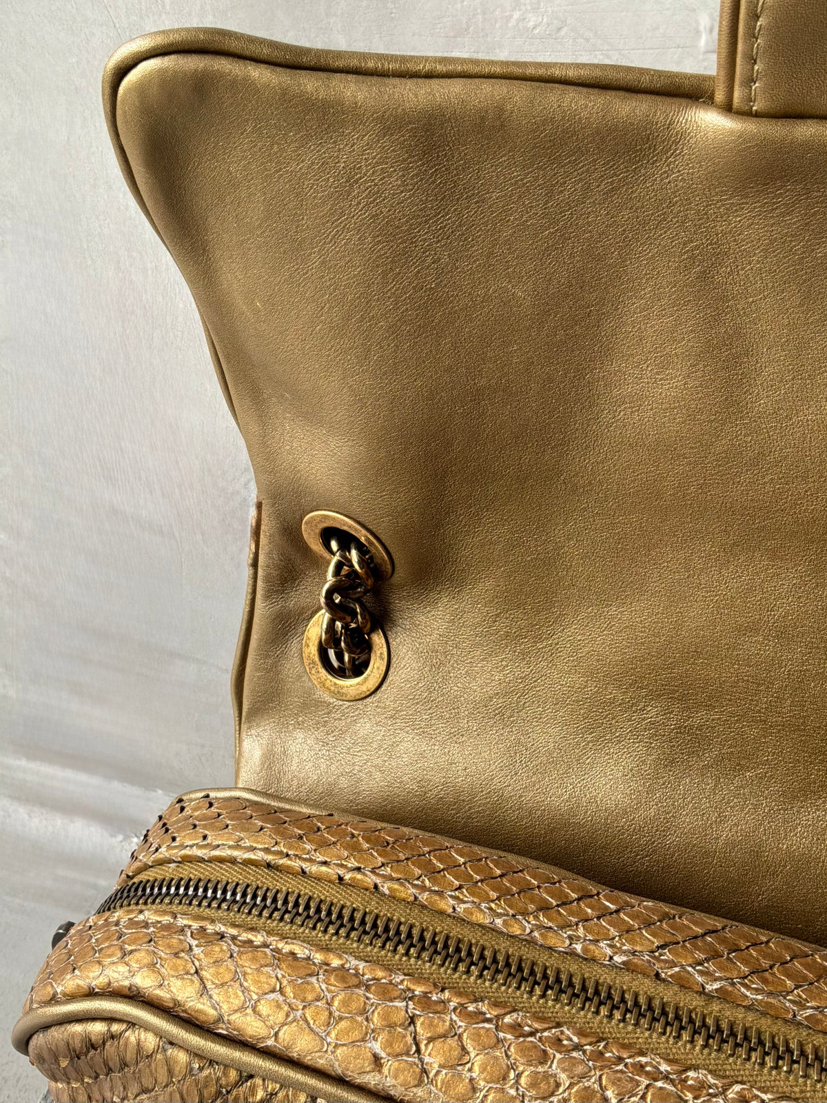 Chanel Gold Python Shiva Flap Bag