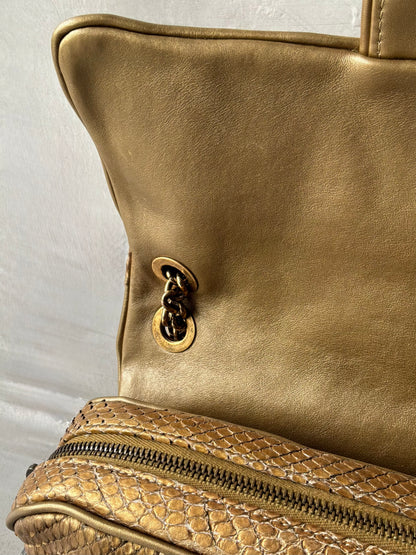 Chanel Gold Python Shiva Flap Bag