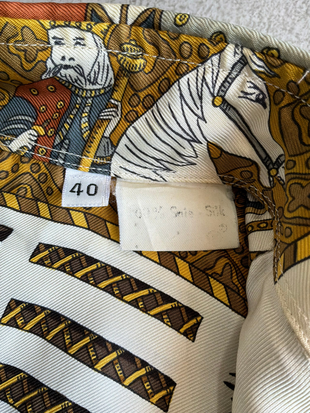 90s Hermes Tarof Motif Silk Shirt