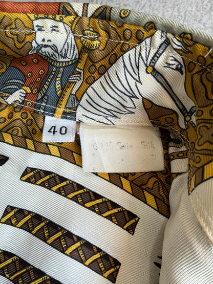 90s Hermes Tarof Motif Silk Shirt