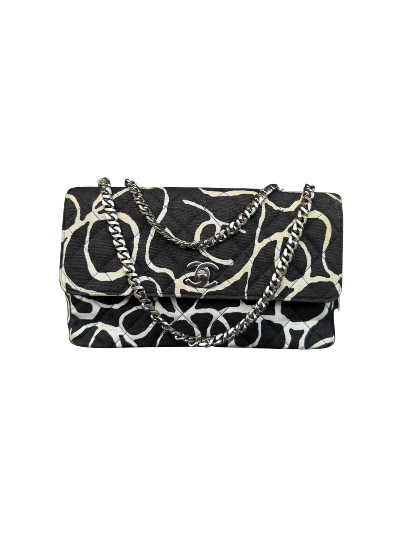 Chanel Vintage Scribble Print Single Flap Handbag