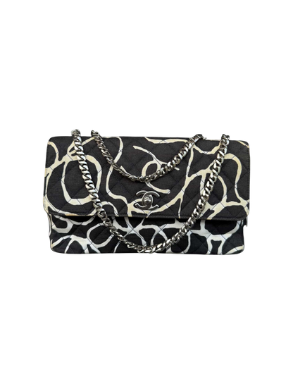 Chanel Vintage Scribble Print Single Flap Handbag