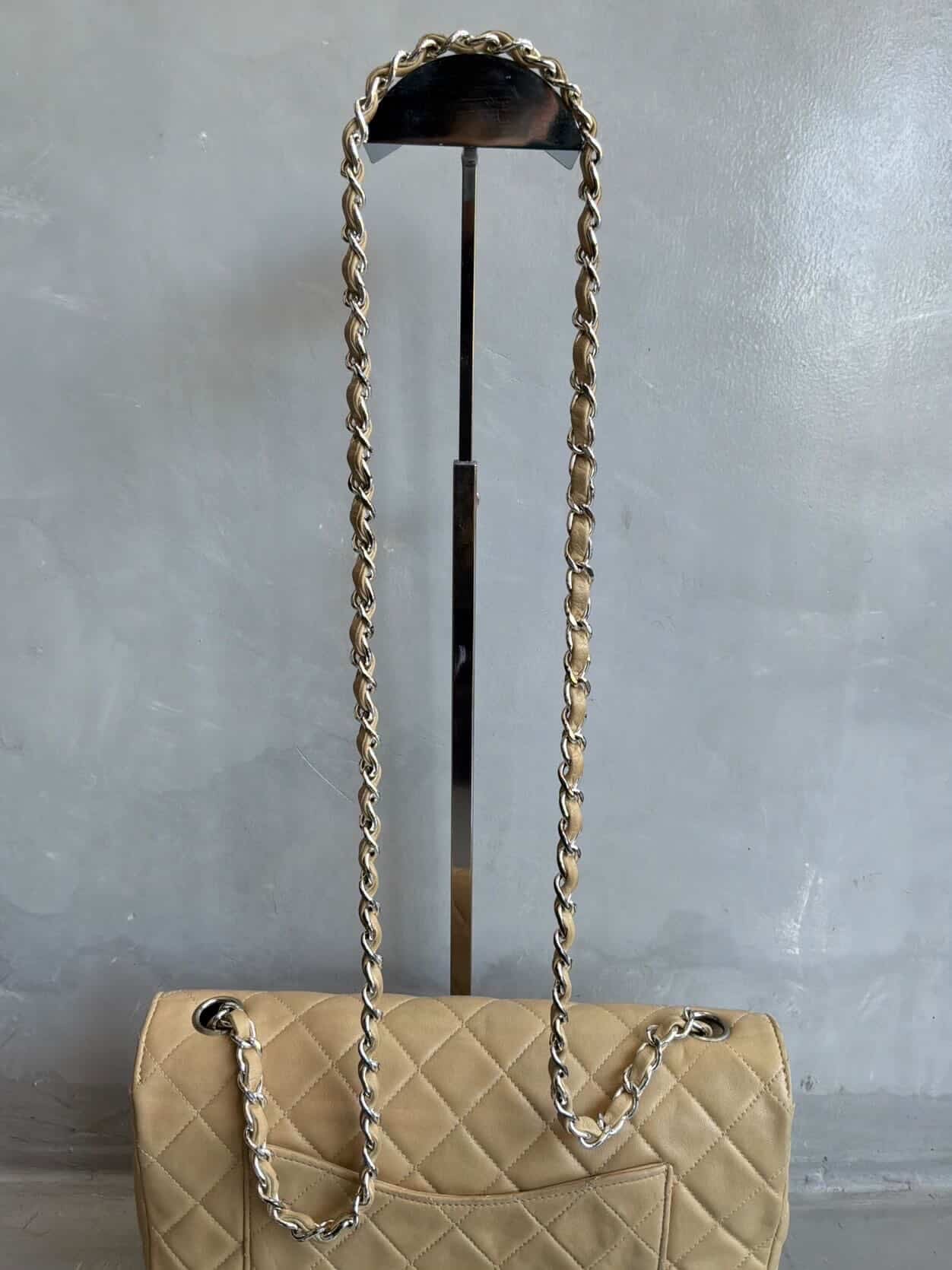 Chanel Classic Medium Single Flap Beige Crossbody Bag