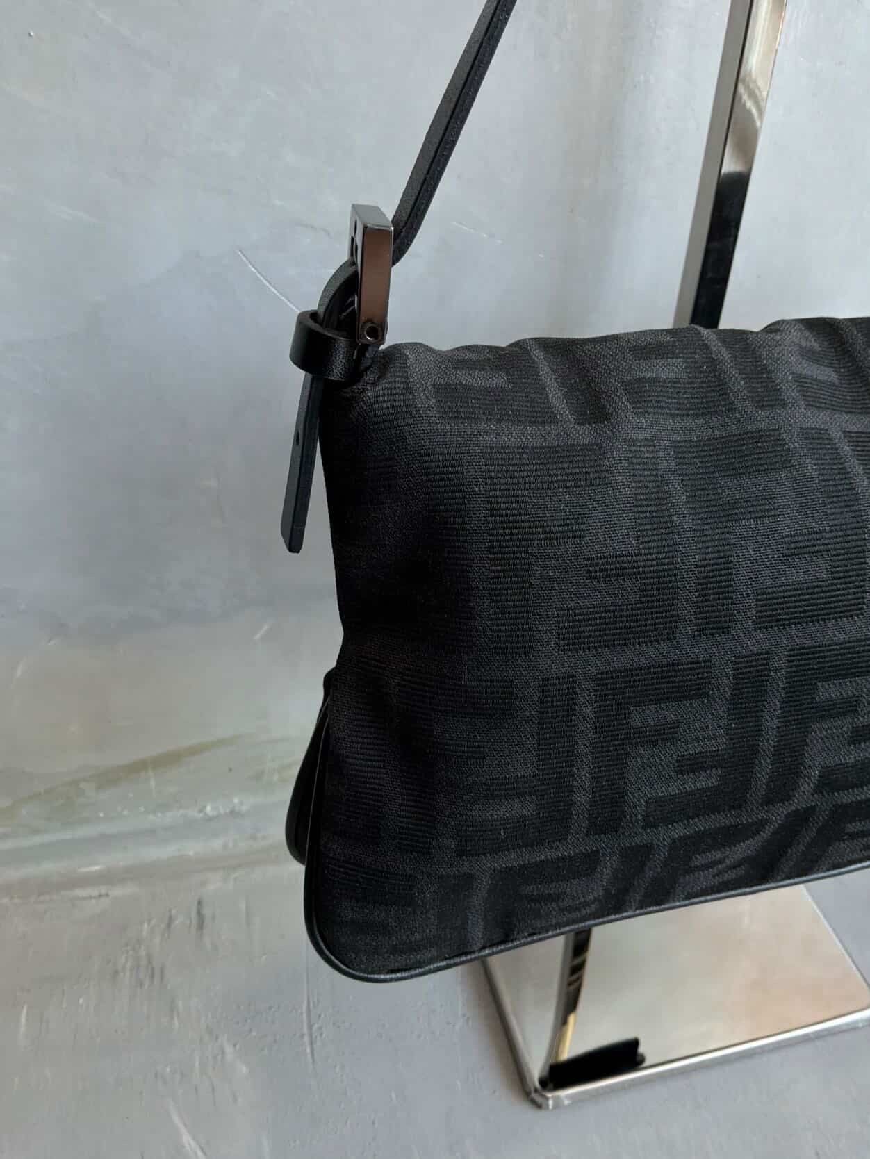 Fendi Black Monogram Baguette Bag