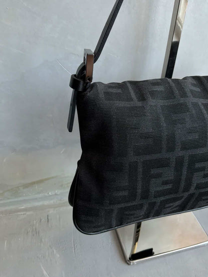 Fendi Black Monogram Baguette Bag