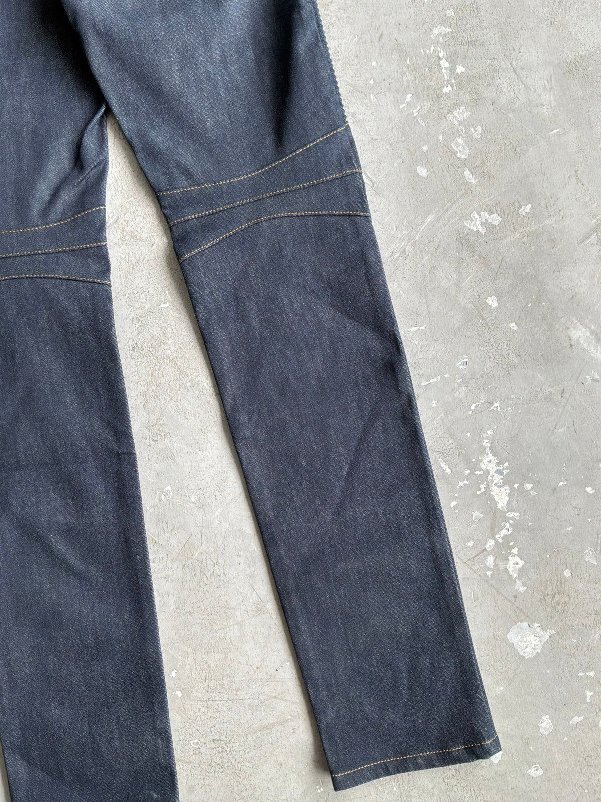 Balmain Homme Curved Cut Blue Denim Biker Jeans
