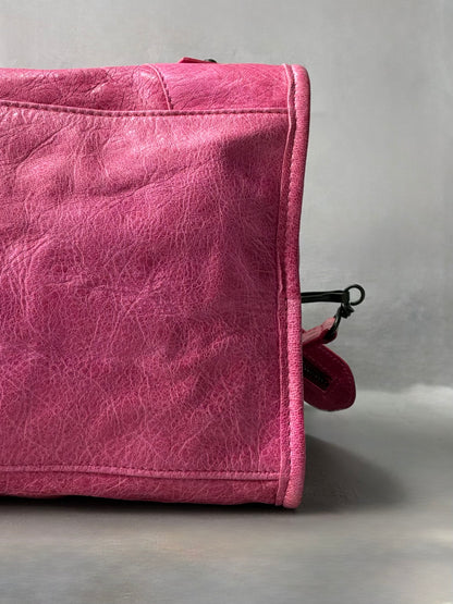Balenciaga City Part Time Hot Pink on Brass Lambskin Bag