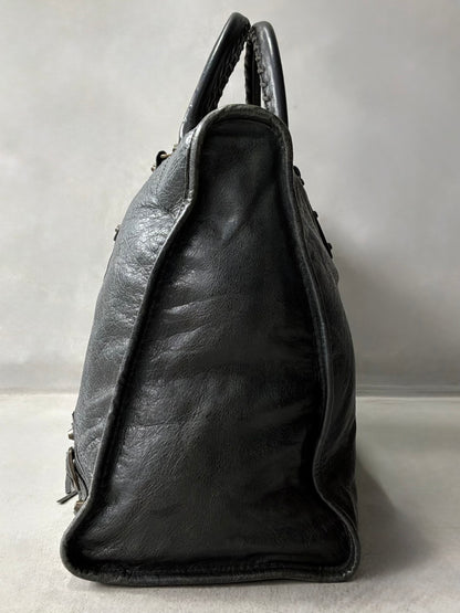 Balenciaga XL Weekender Black on Brass Lambskin Bag