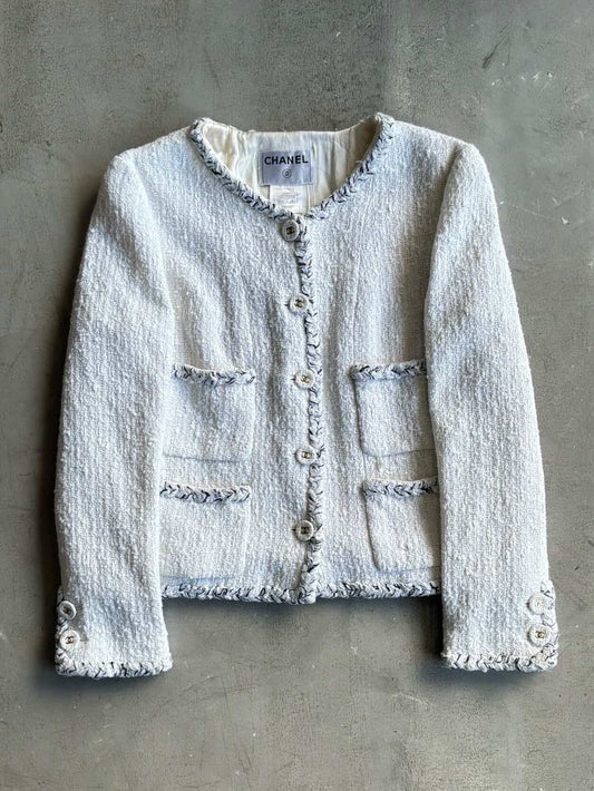 2007 Chanel White & Gold Tweed Blazer