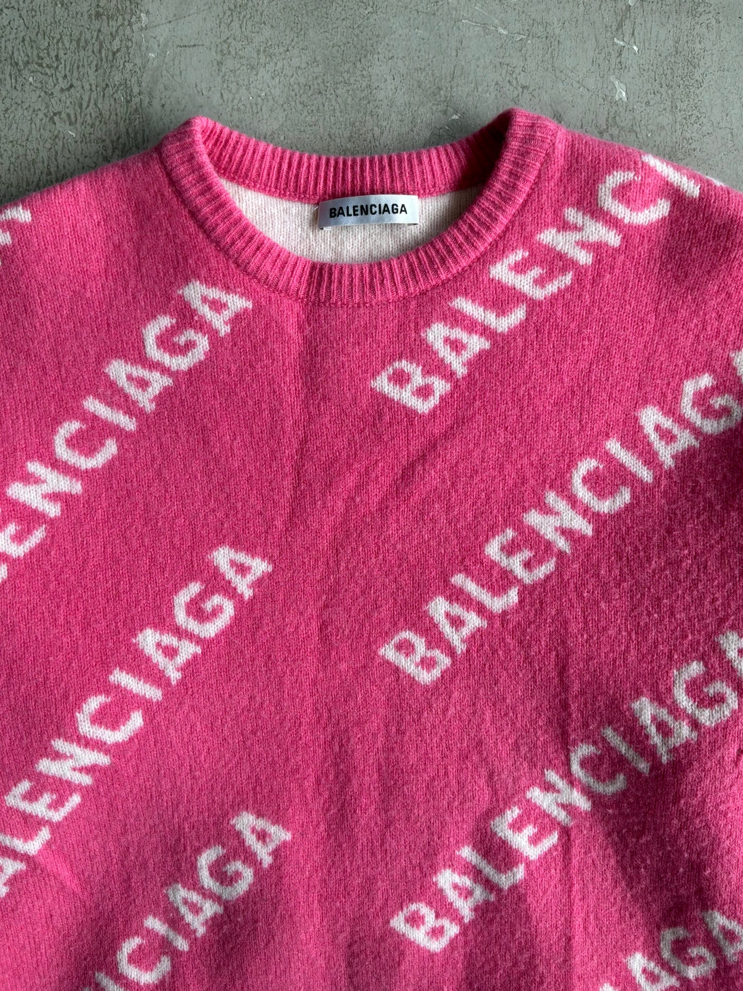 Balenciaga All Over Print Pink Crewneck