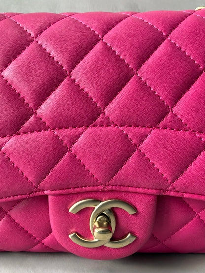 Chanel Classic Single Flap Medium Pink Lambskin Bag
