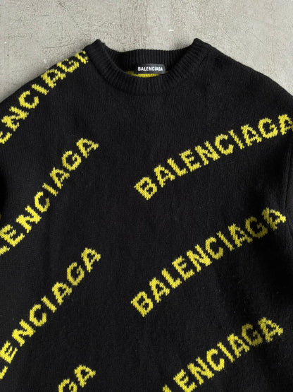 Balenciaga All Over Print Knit Crewneck
