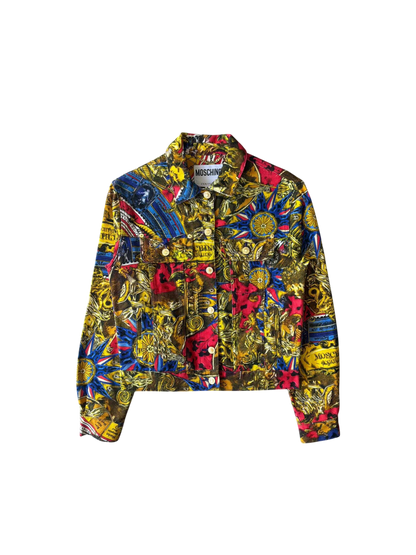 Moschino Womens Couture All Over Print Denim Jacket