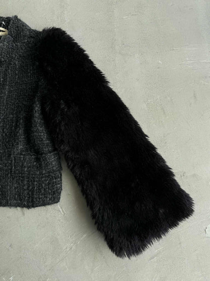 Archived D&G Tweed Fur Cropped Jacket